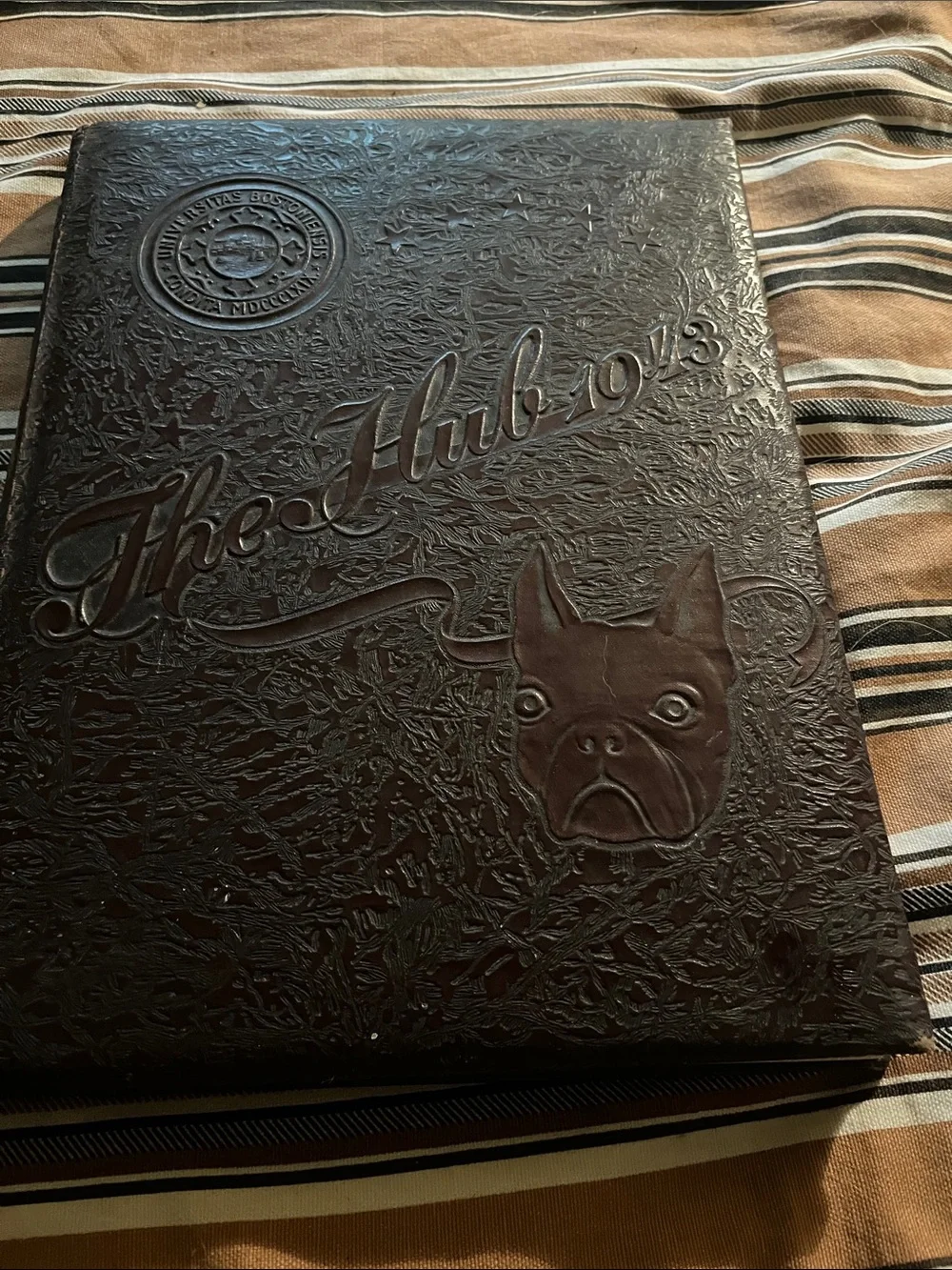 Embossed Brown Hub Boston University 1943